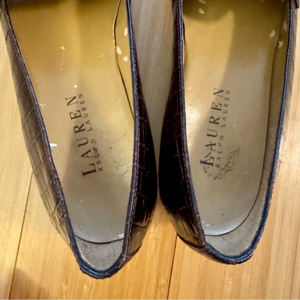 Ralph Lauren Brown Croc Leather Loafers - Picture 7 of 8